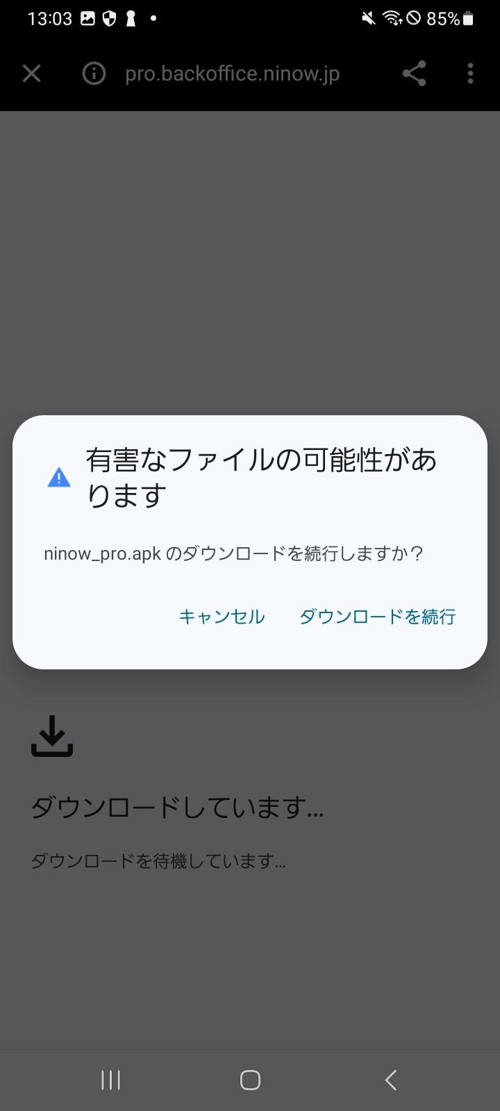 ダウンロード確認画面